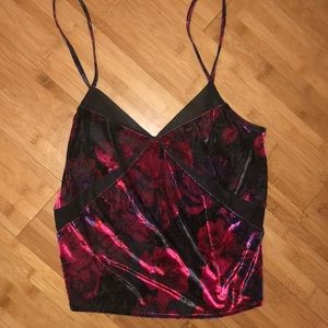 Goldson Spaghetti Strap Velvet Floral Shirt